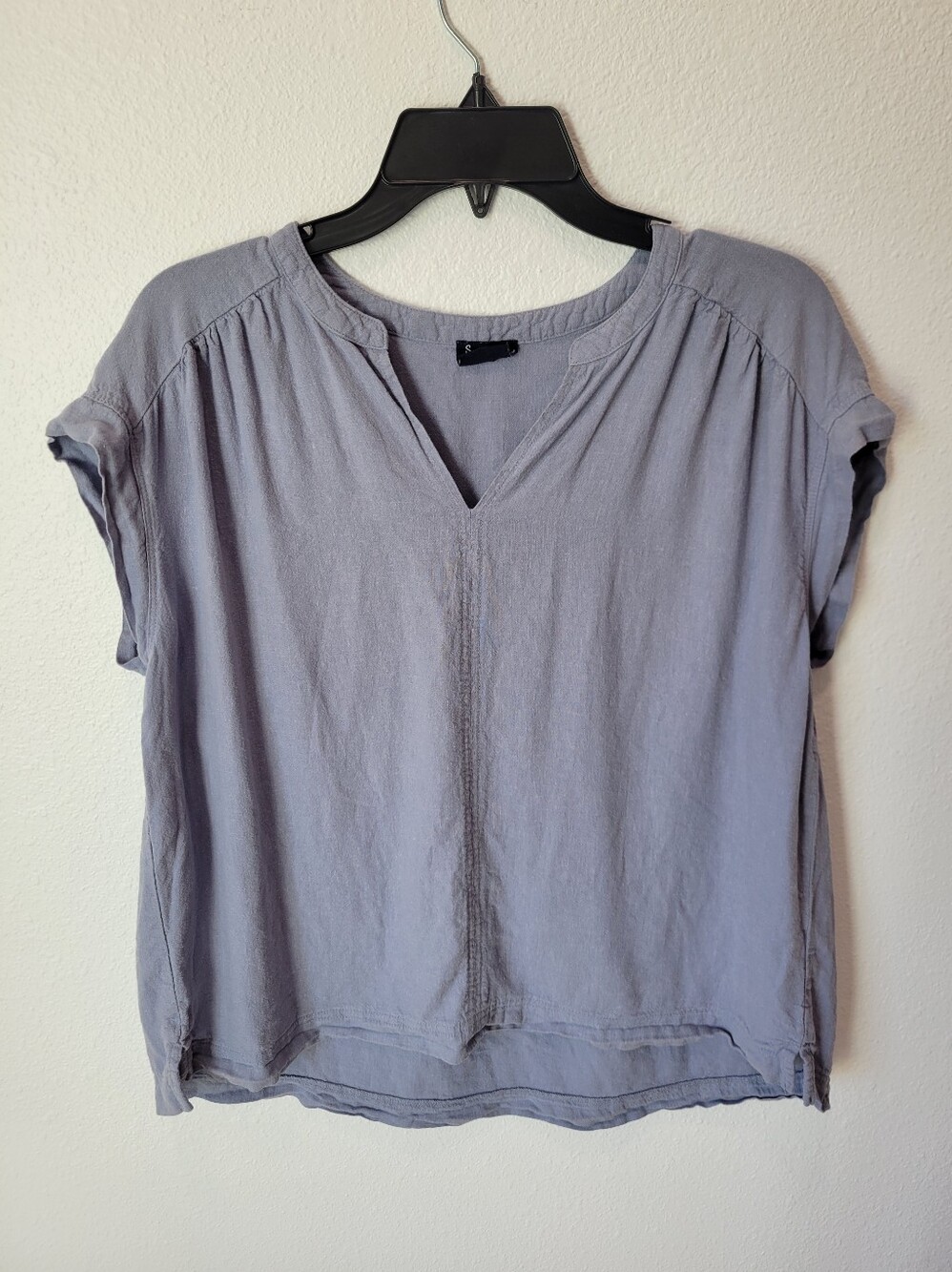 Splendid Womens L Linen Blend Sleeveless Top Light Blue Boxy Coastal Blouse